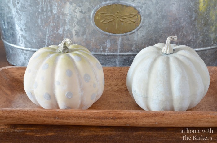 Painted Pumpkins, layering paint techniques, dots and white washed