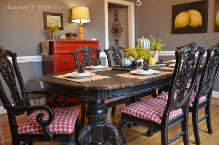 Spray Painted dining room table and chairs - At Home With The Barkers