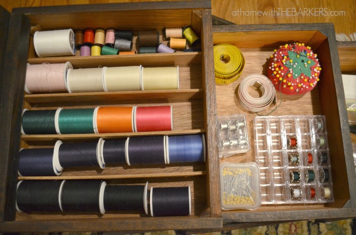 Singer Sewing Supplies Organized