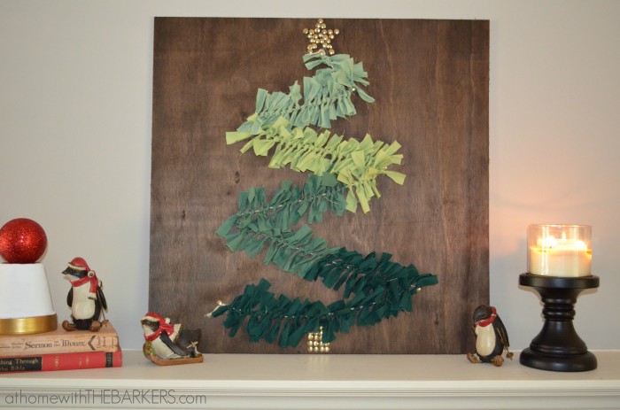DIY Christmas Tree Wall Art on Mantel