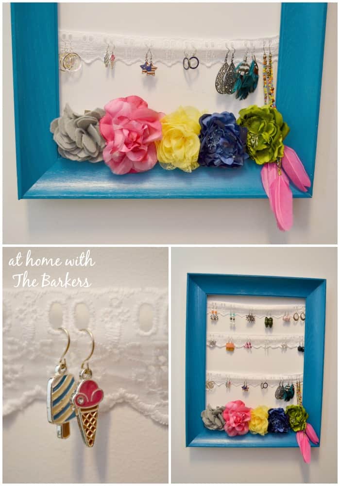 Spray Painted DIY Jewelry Organizer- Eyelet Lace