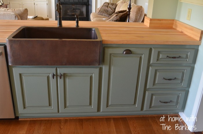 Glazed Kitchen Cabinets-Copper Sink