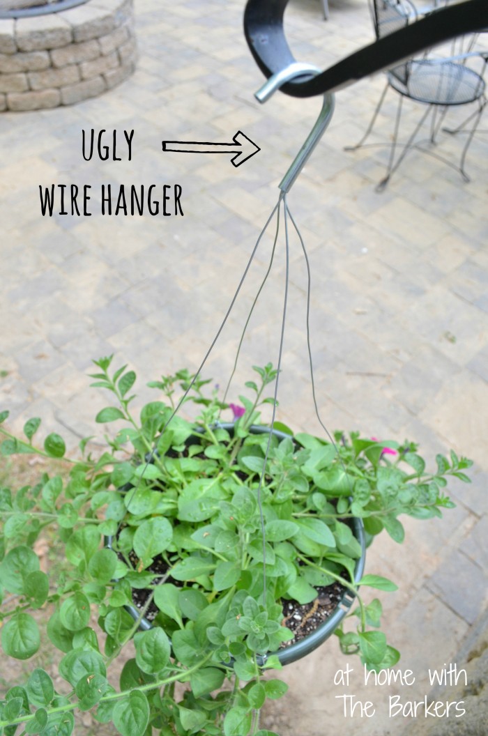 Hanging Basket Makeover-Before Wire Hanger