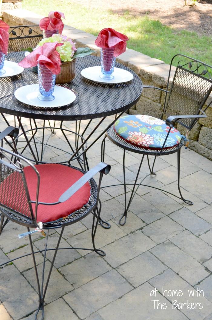 Reversible Patio Cushions-Floral and Red