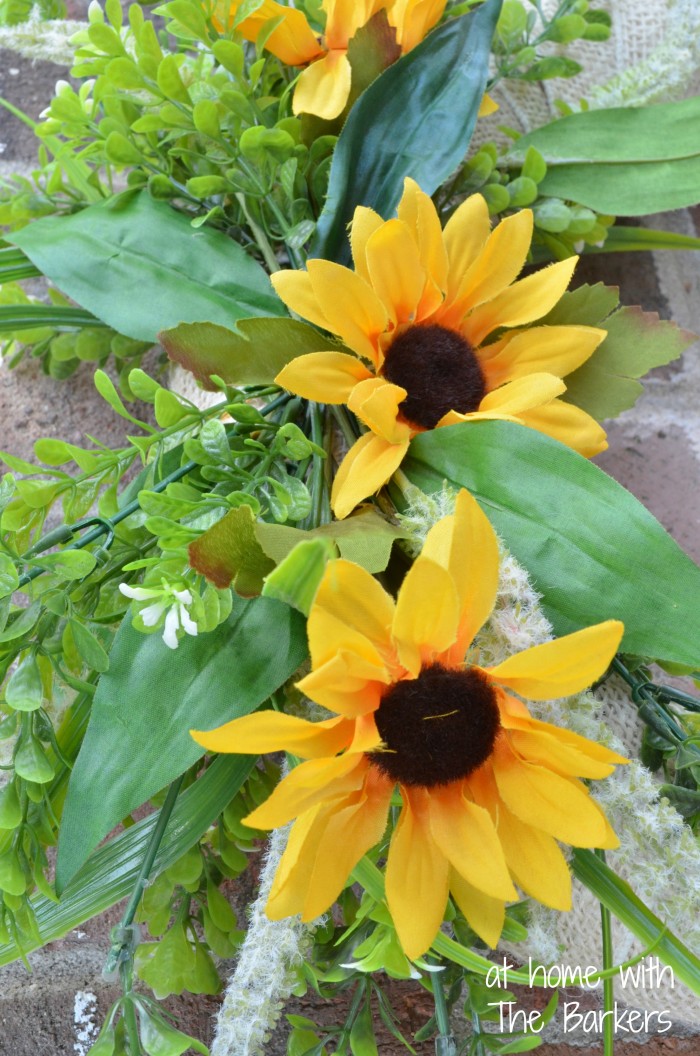 Summer Sunflower Wreath-Layering Greenery and Sunflowers
