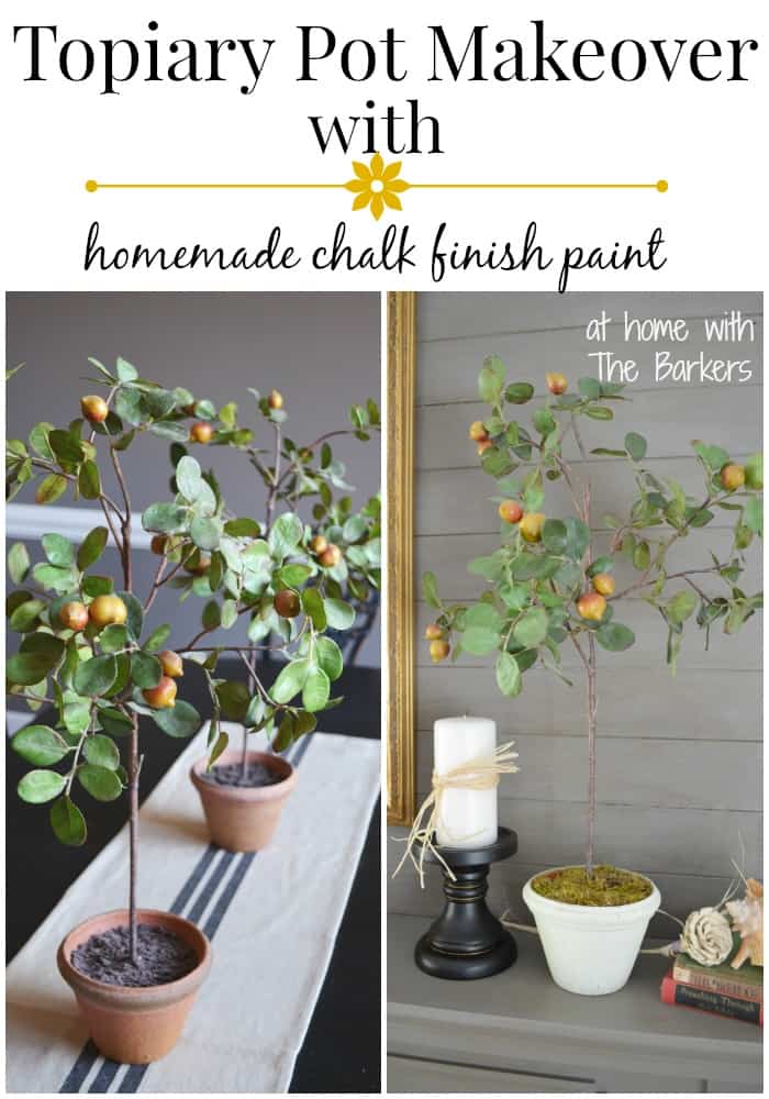 Topiary Pot Makeover-homemade chalk finish paint