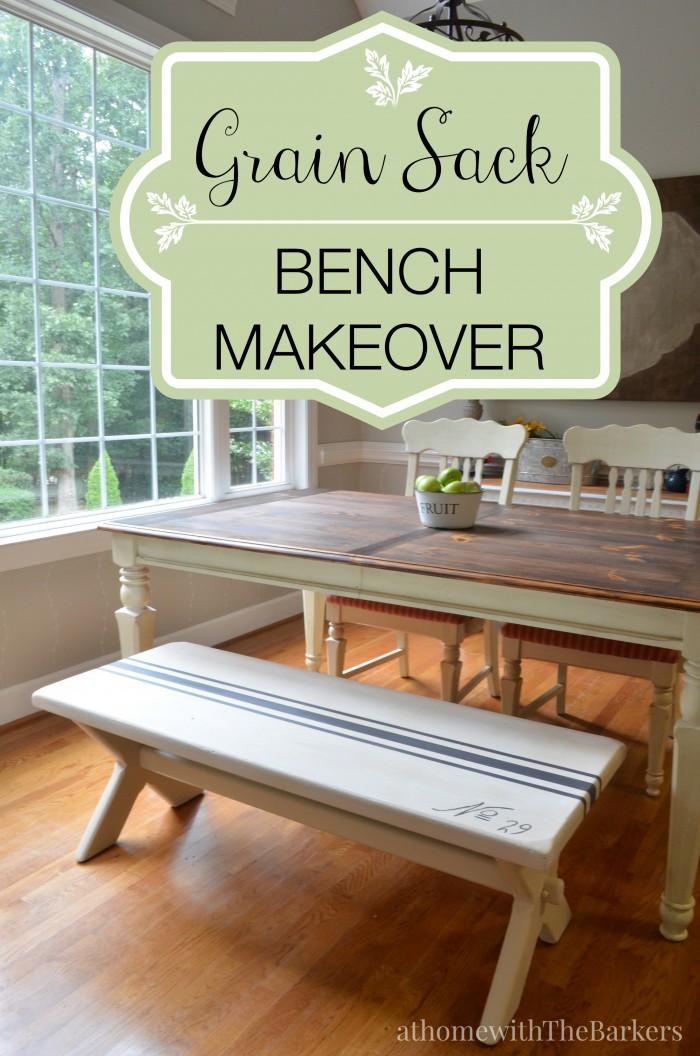 Grain Sack Bench Makeover-DecoArt-Americana Decor-Chalky Finish Paint