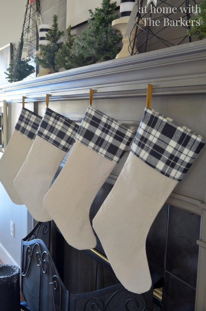 Christmas Mantel- DIY Plaid Stockings