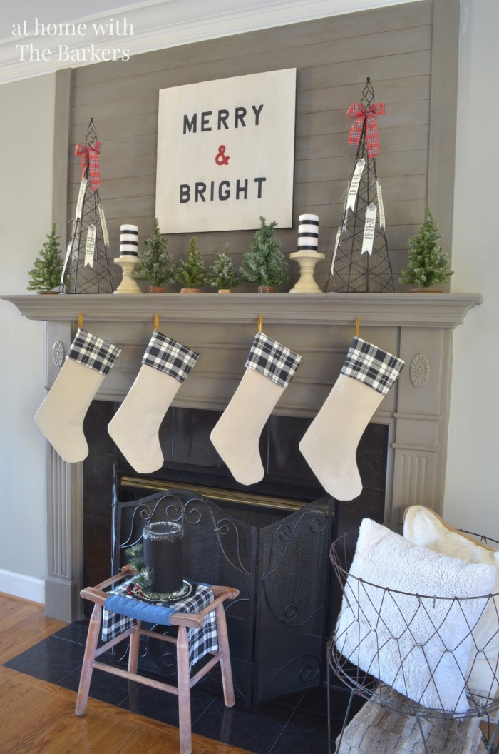 Christmas Mantel with DIY Drop Cloth  Christmas Stockings