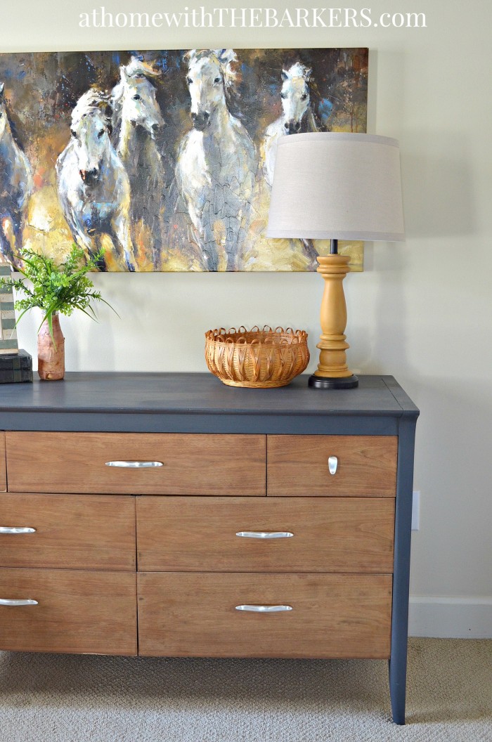 Thrift Store Mid Century Modern Drexel Dresser paint and stain makeover 