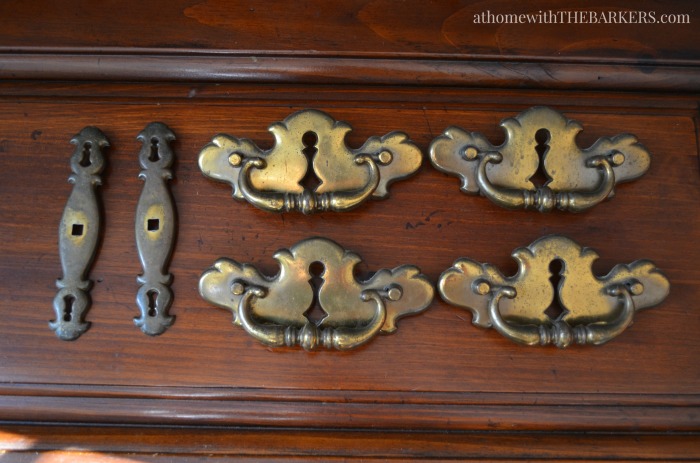 How do I clean antique brass drawer pulls?