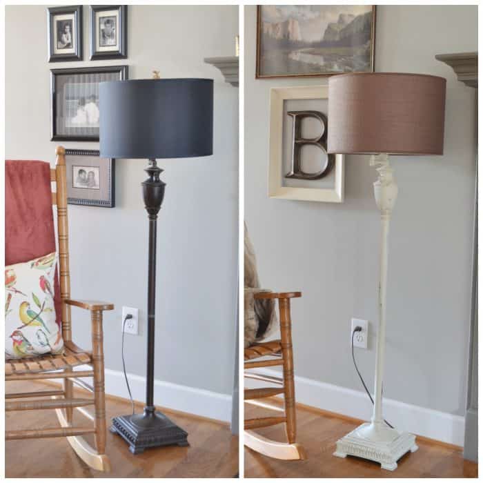 Painting Metal Lamp Makeover Before and After