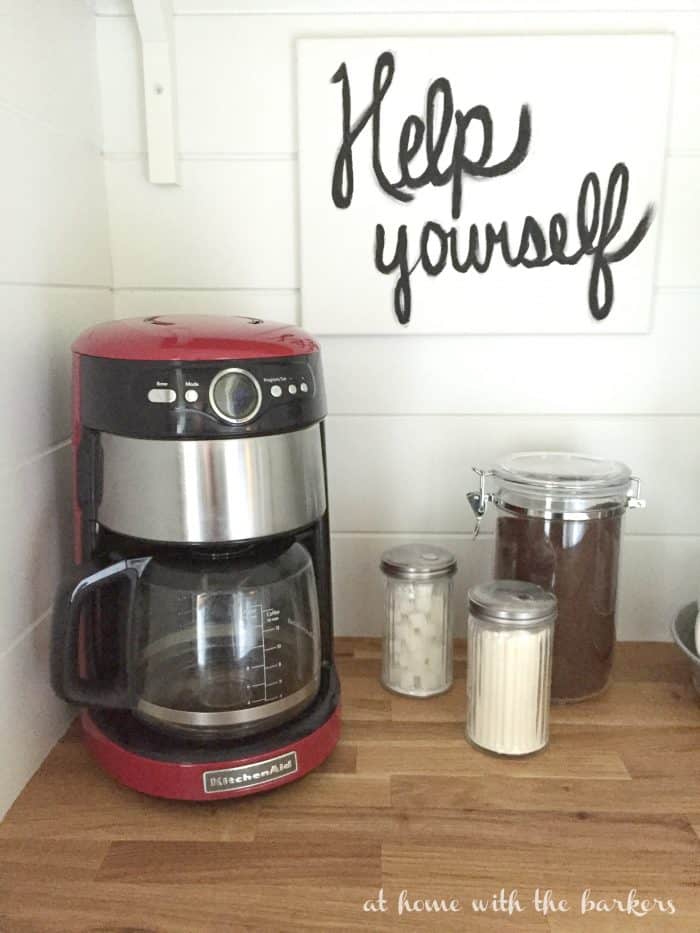 Beverage station, coffee bar, drink area…whatever you call it, it is so  nice to have in your kitchen!!! 🍹 ☕️ 🥤 • #beveragestation…