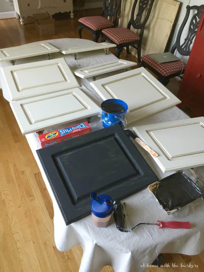 Remove cabinet doors before painting