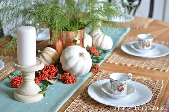 Fall Centerpiece for dining room table from At Home with The Barkers