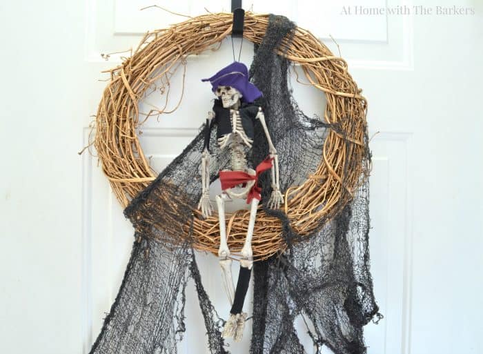 Easy DIY Halloween Wreath - Skeleton - At Home with The Barkers
