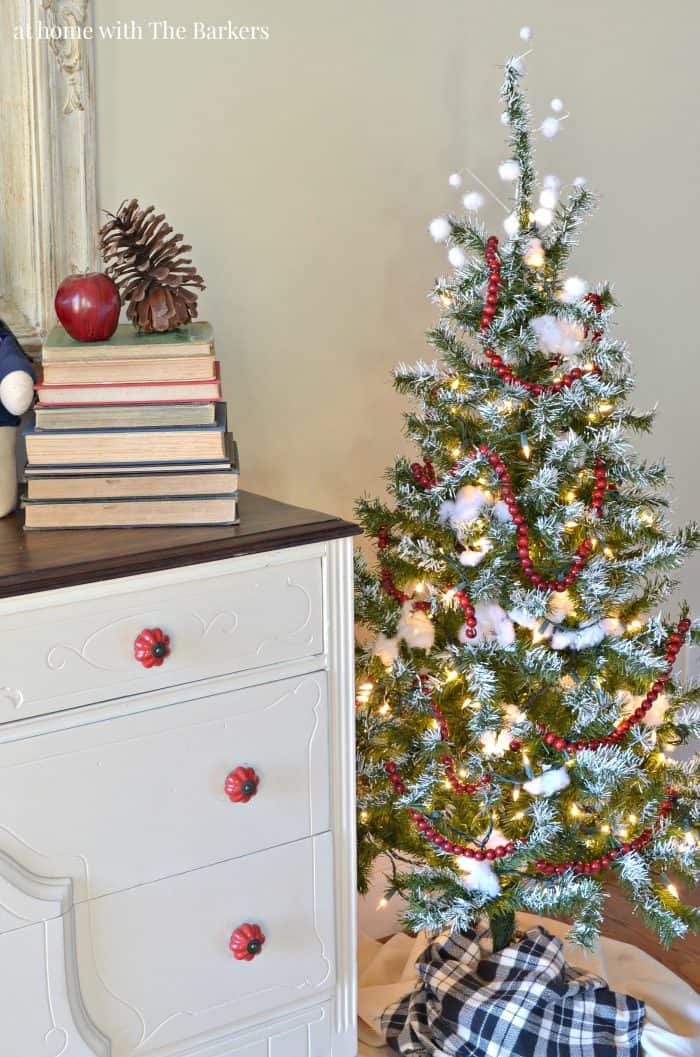 Painted Flocked Christmas Tree and Foyer decor / athomewiththebarkers.com