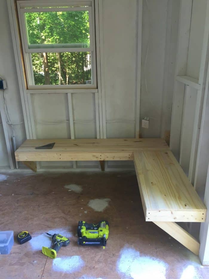 DIY Pine Bench for shed