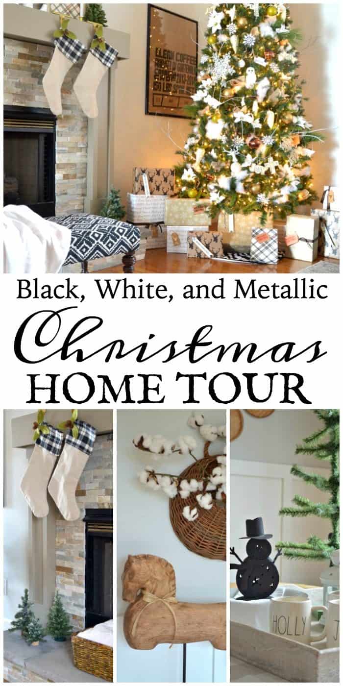 Neutral Christmas Home Tour using Black, White, and Metallics