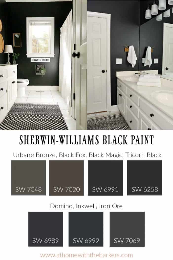 Black Paint graphic with bathroom black magic walls