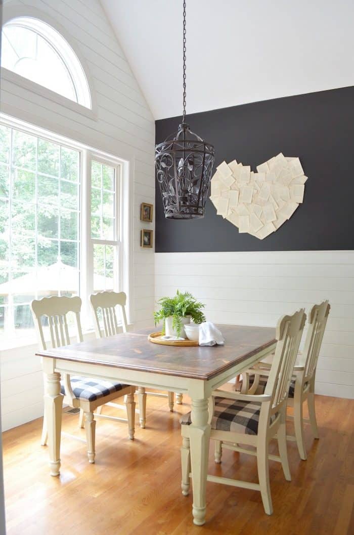 Black painted kitchen walls around eat in kitchen