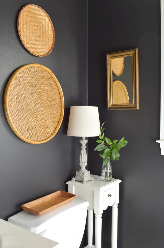 Bathroom makeover painted black walls