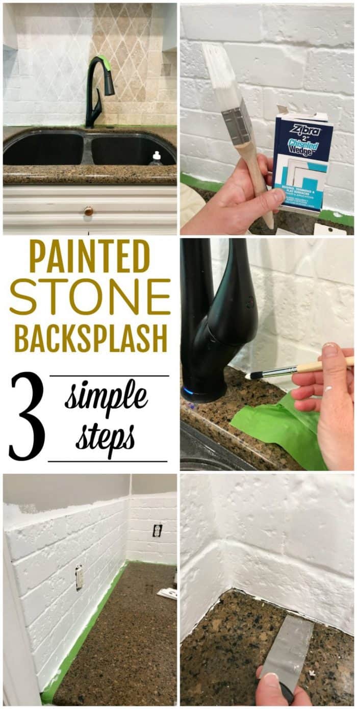 Painted stone backsplash tutorial