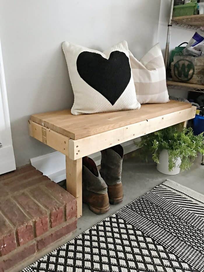 DIY wood garage wall bench