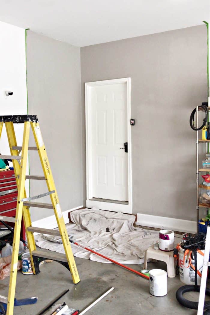 Garage Entry Painted walls Makeover