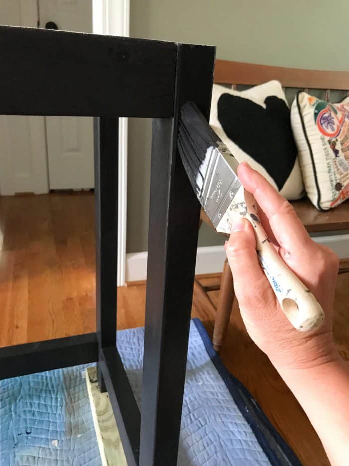 painted desk legs to look like metal