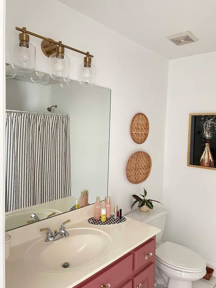 mauve aesthetic bathroom makeover after