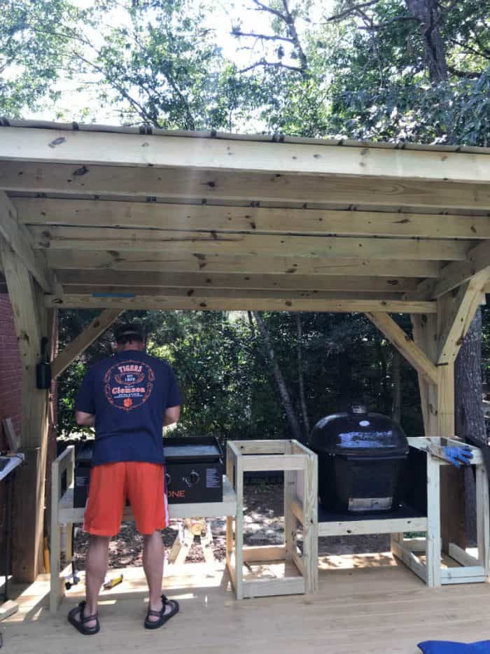 DIY Outdoor Kitchen adding the griddle