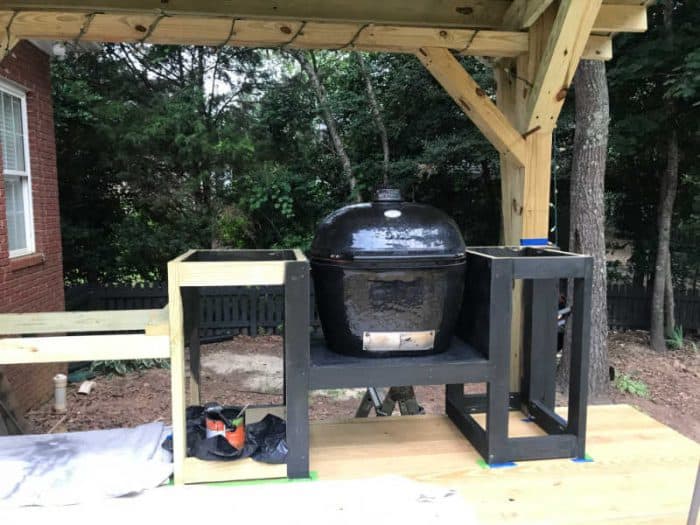 DIY Outdoor Kitchen black stain