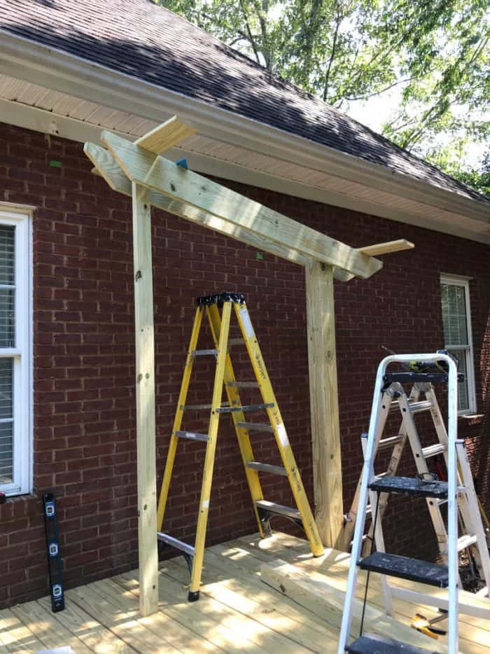 DIY Outdoor Kitchen building roof