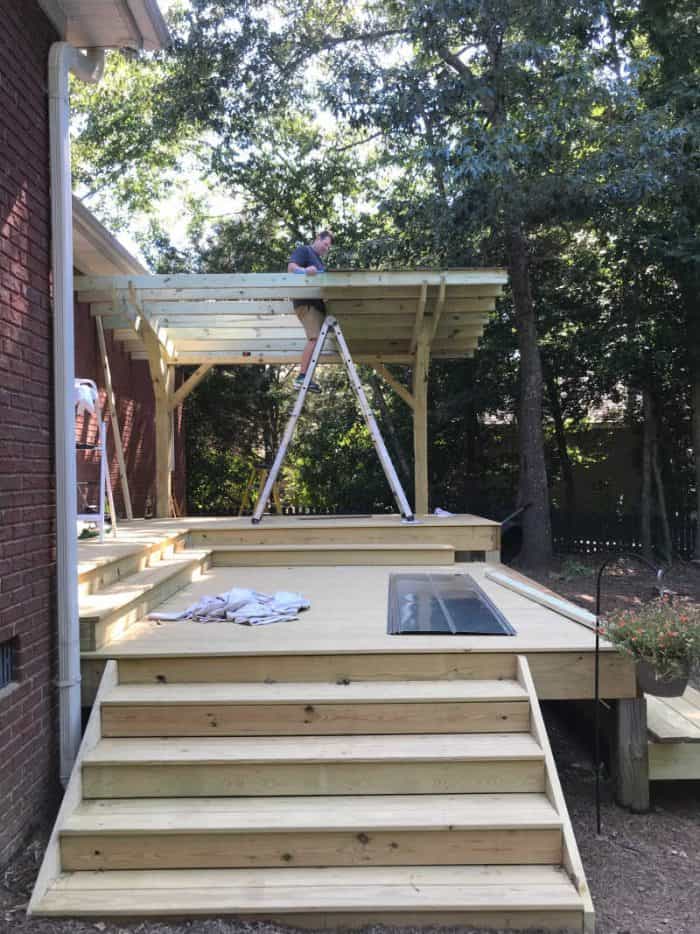 DIY Outdoor Kitchen tin roof