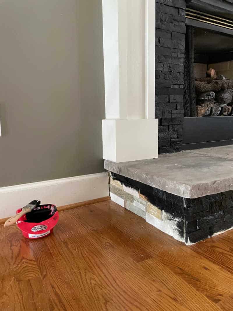 black magic by sherwin williams painted fireplace stone