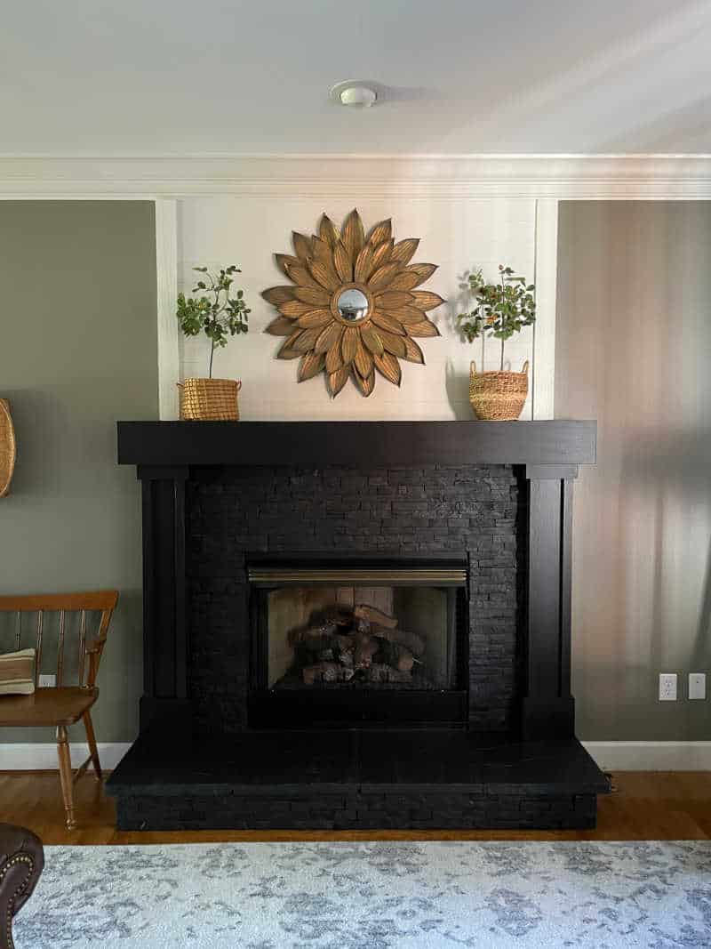 Fireplace painted stone DIY makeover