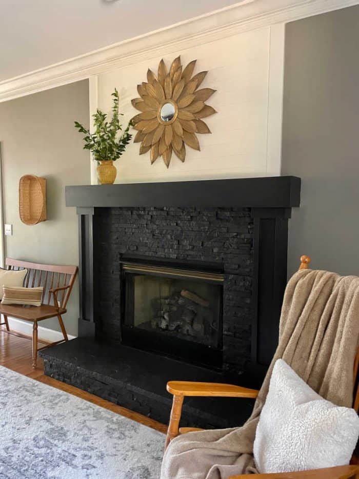 Painted Tile Fireplace Makeover