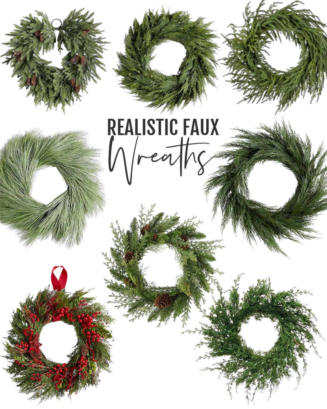 faux holiday wreaths graphic