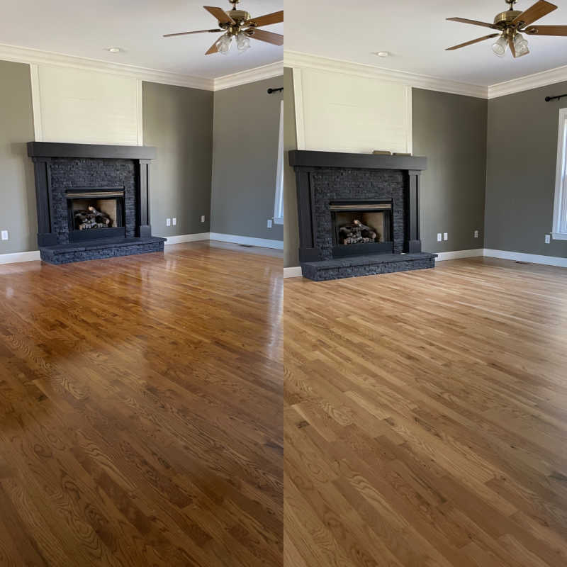 Hardwood Floor Refinishing LR before and after