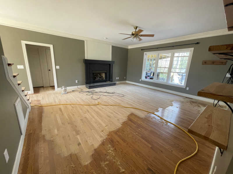 Hardwood Floor Refinishing during living room