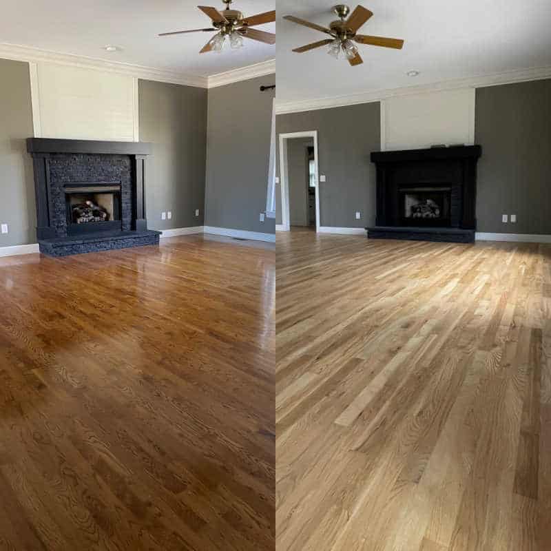 Resurfacing store hardwood floors