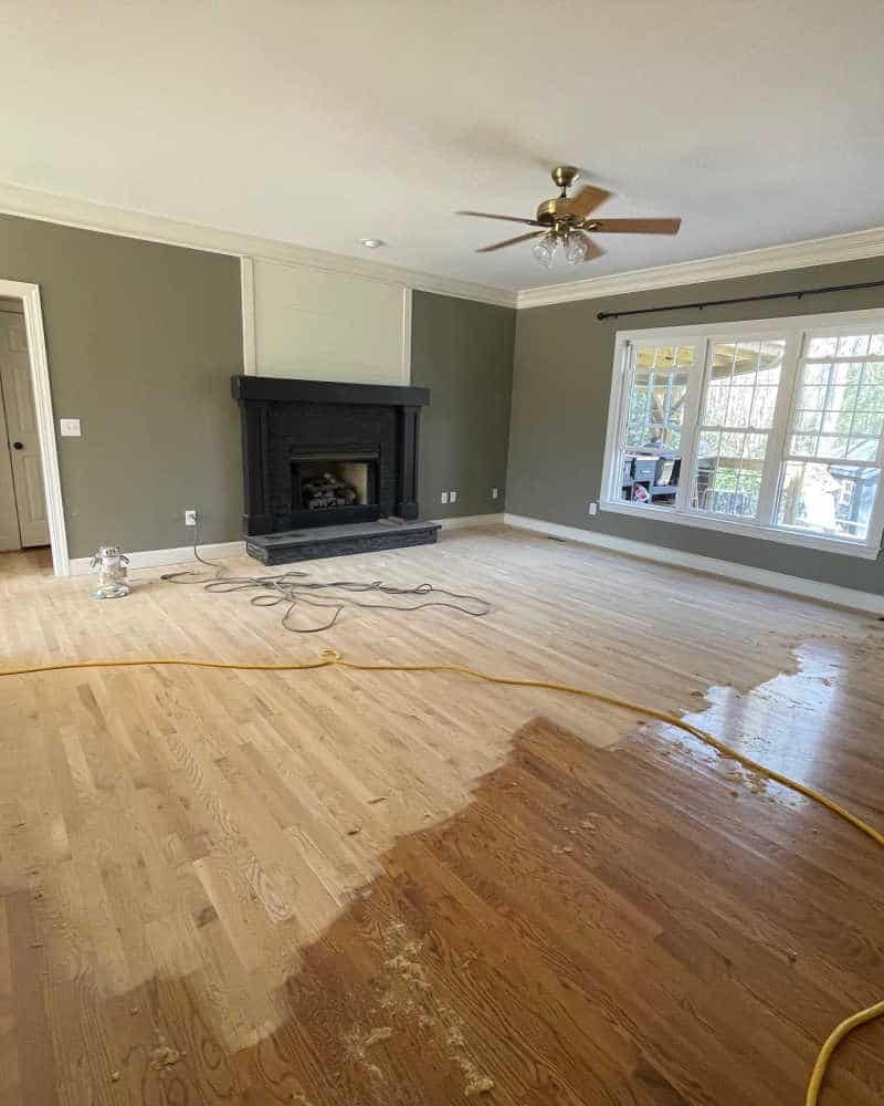Hardwood Floor Refinishing living room during
