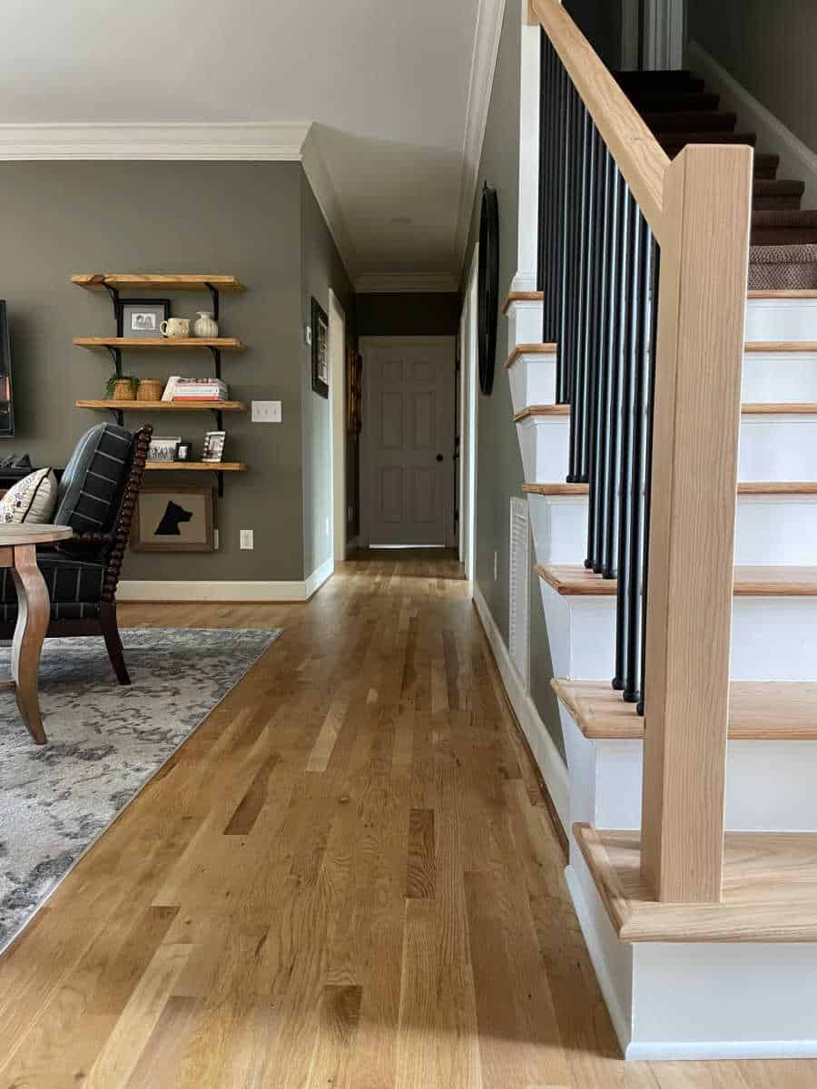 Adaptive Shade paint colored walls in hallway and living room