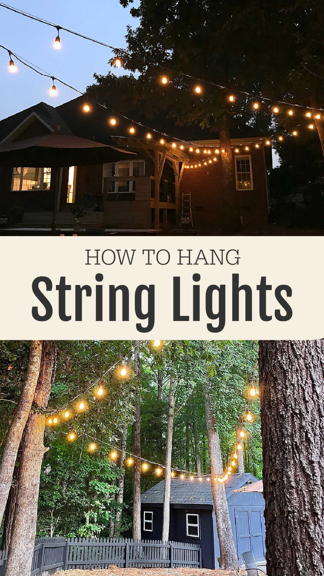 How to hang string lights to a tree