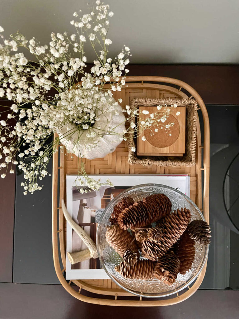 fall decorating tray styling