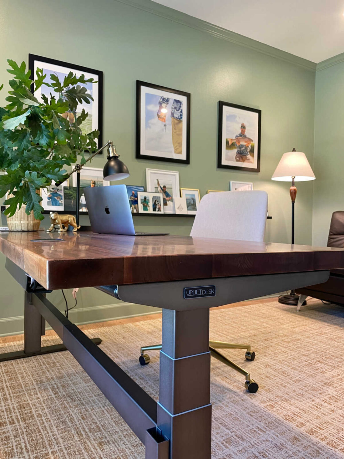 Home office photo gallery and uplift desk