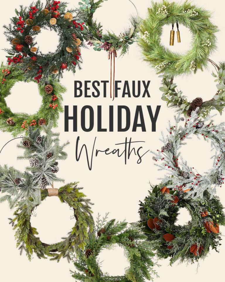 Best Faux Holiday Wreath graphic with title