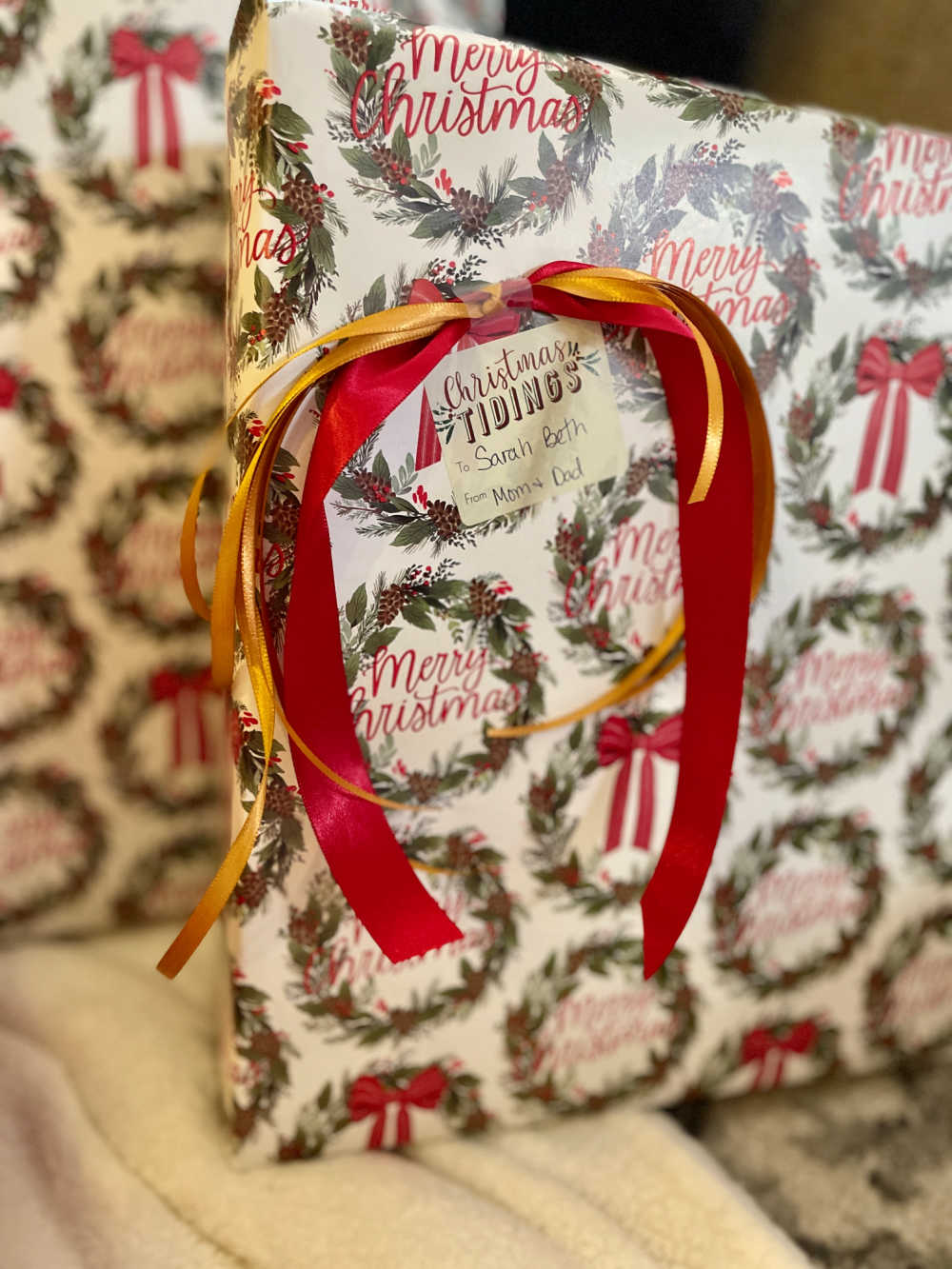 grift wrap ribbon satin texture simple bow