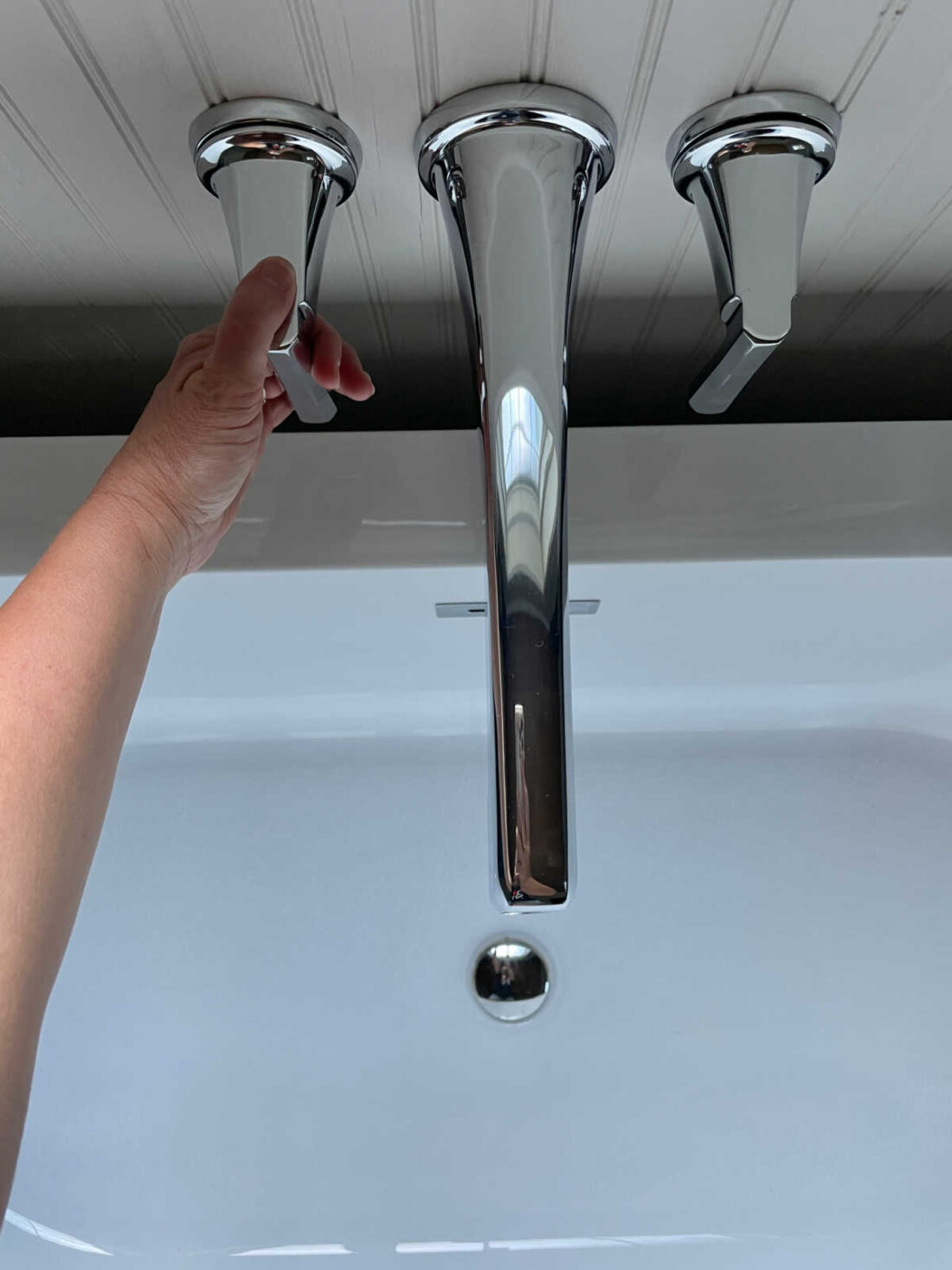 soaking tub faucet in polished chrome